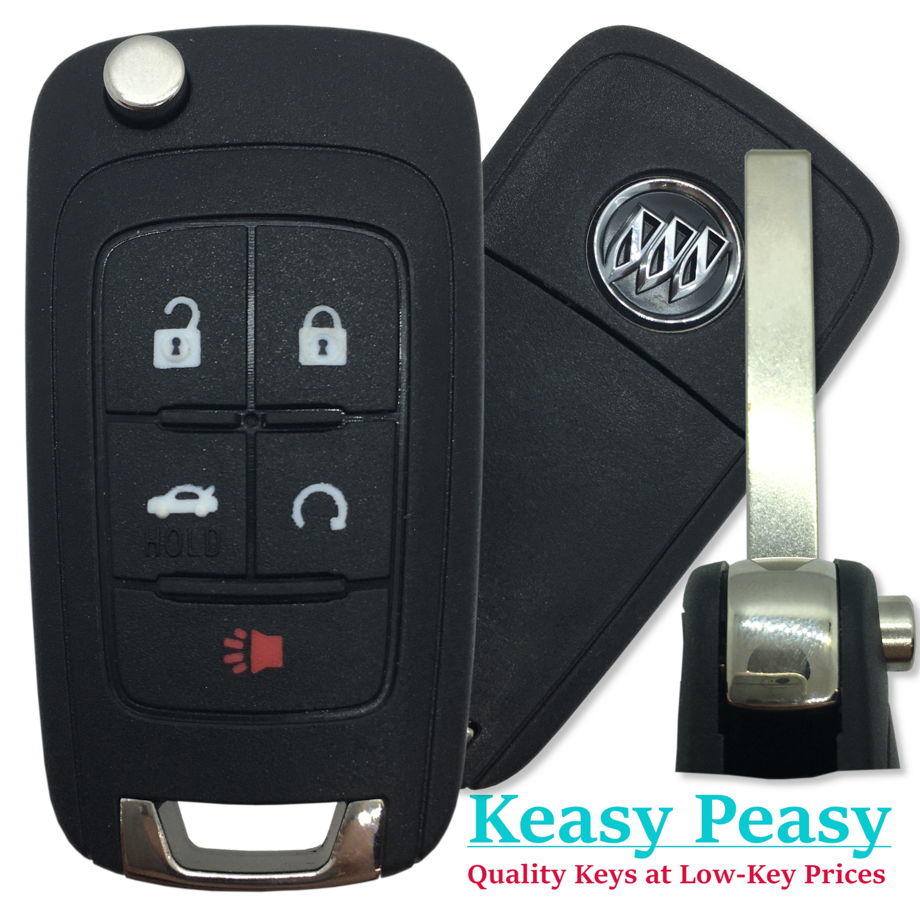 3 Button Leather Key Case Cover for Buick  Verano LaCrosse Rega Flip Remote Fob