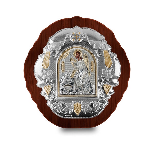 Saint John the Baptist byzantine icon Wood oval frame Greek orthodox gift Religious present Handmade in Greece - Size Colors options