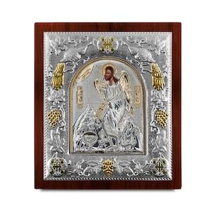 Icono bizantino de San Juan Bautista Marco de madera Regalo ortodoxo griego Presente religioso Hecho a mano en Grecia - Tamaño Colores Certificado incluido