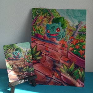 Pokémon PRINT A5 - Bulbasaur (do cartão pintado à mão para impressão)
