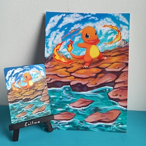 Pokémon PRINT A5 - Charmander (do cartão pintado à mão até a impressão)