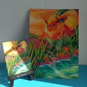 Pokémon PRINT A5 - Flareon (do cartão pintado à mão até a impressão)