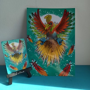 Pokémon PRINT A5 - Ho-oh (do cartão pintado à mão para a impressão)