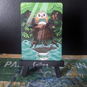 Pokemon hand painted card - Rowlet (Brindibou)