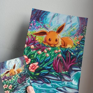 Pokémon PRINT A5 - Eevee (do cartão pintado à mão até a impressão)