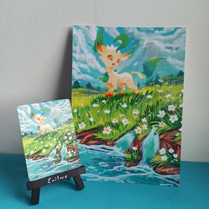 Pokemon PRINT A5 - Leafeon (von der handgemalten Karte bis zum Druck)