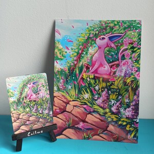 Pokémon PRINT A5 - Espeon (do cartão pintado à mão até a impressão)