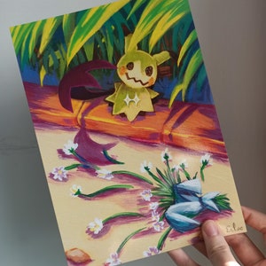 Pokemon PRINT A5 - Mimikyu (do cartão pintado à mão para impressão)