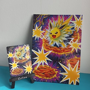 Pokémon PRINT A5 - Jolteon (do cartão pintado à mão até a impressão)