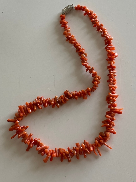 Vintage Salmon Branch Coral Necklace - image 1
