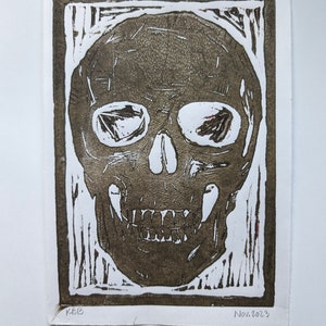 Skull Linocut Print