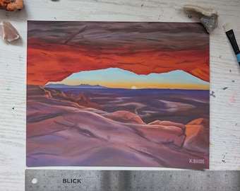 Impresión giclée de bellas artes firmada por el artista, pintura al óleo de Mesa Arch