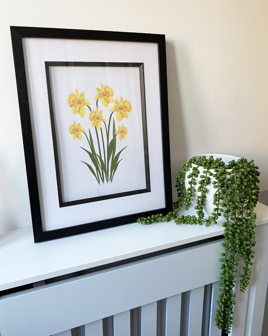Daffodil Wall Print Daffodil Wall Art Yellow Flower Art | Etsy