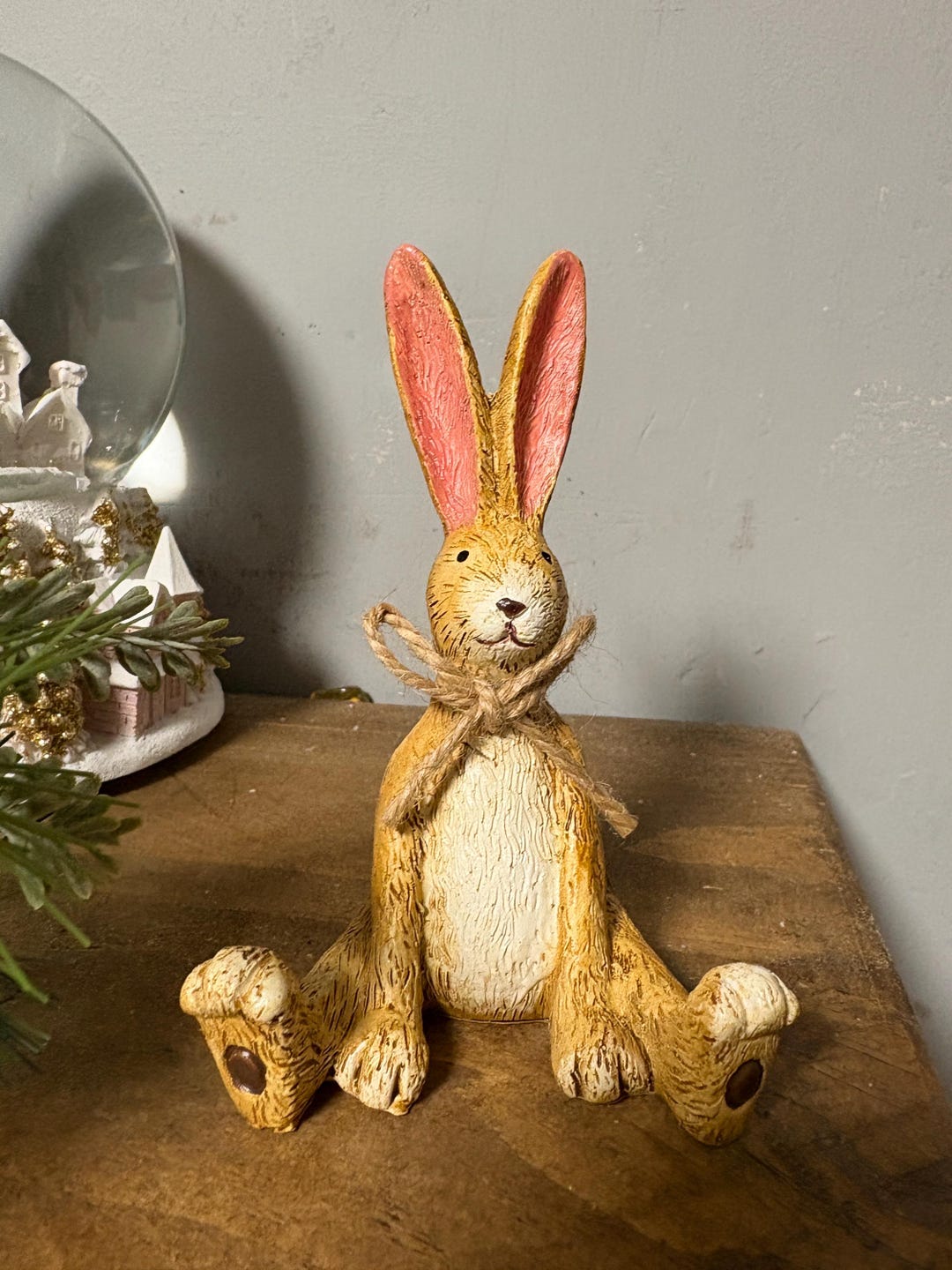 Sitting Rabbit With Jute Bow, Rabbit, Bunny, Home Decor, Spring Decor ...