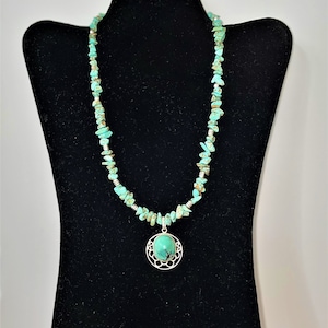 Turquoise Pendant Necklace - Genuine Turquoise Bead Necklace - Ukraine Relief:  All Profits Go to Ukraine