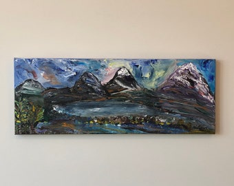 Morning Glory - acrylic original painting on canvas - 11.75" x 31.5"
