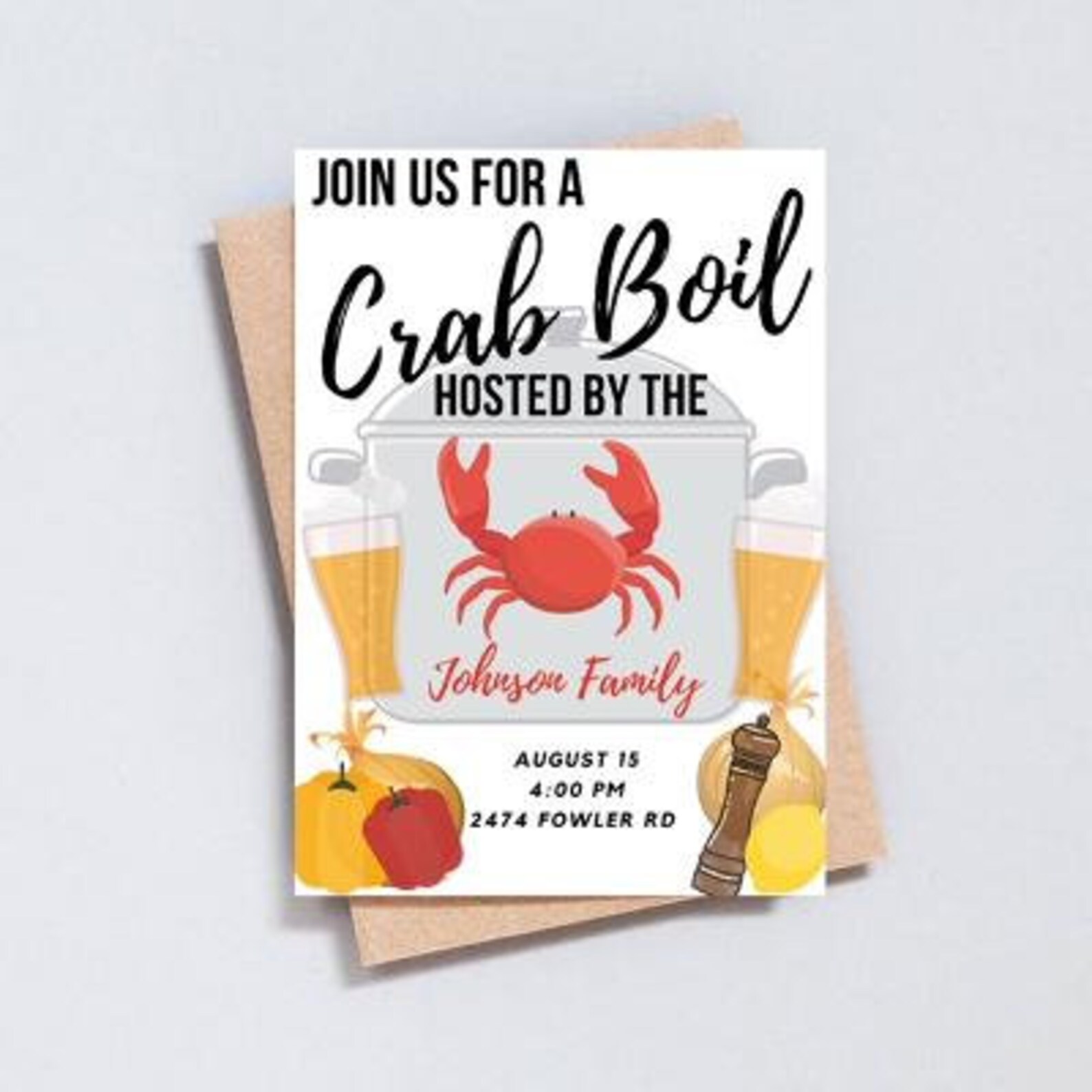 Crab Boil Invitation/ Digital Download 5x7 Etsy