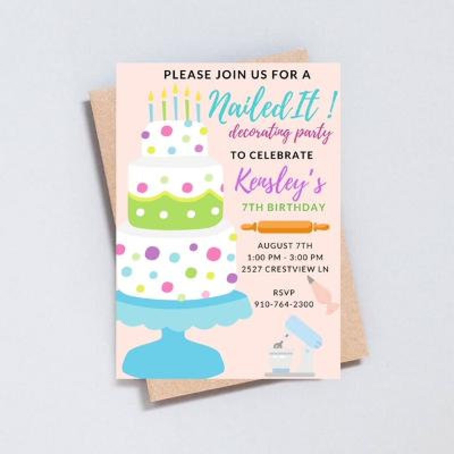 Nailed it birthday invitation/ baking invitation/ digital | Etsy