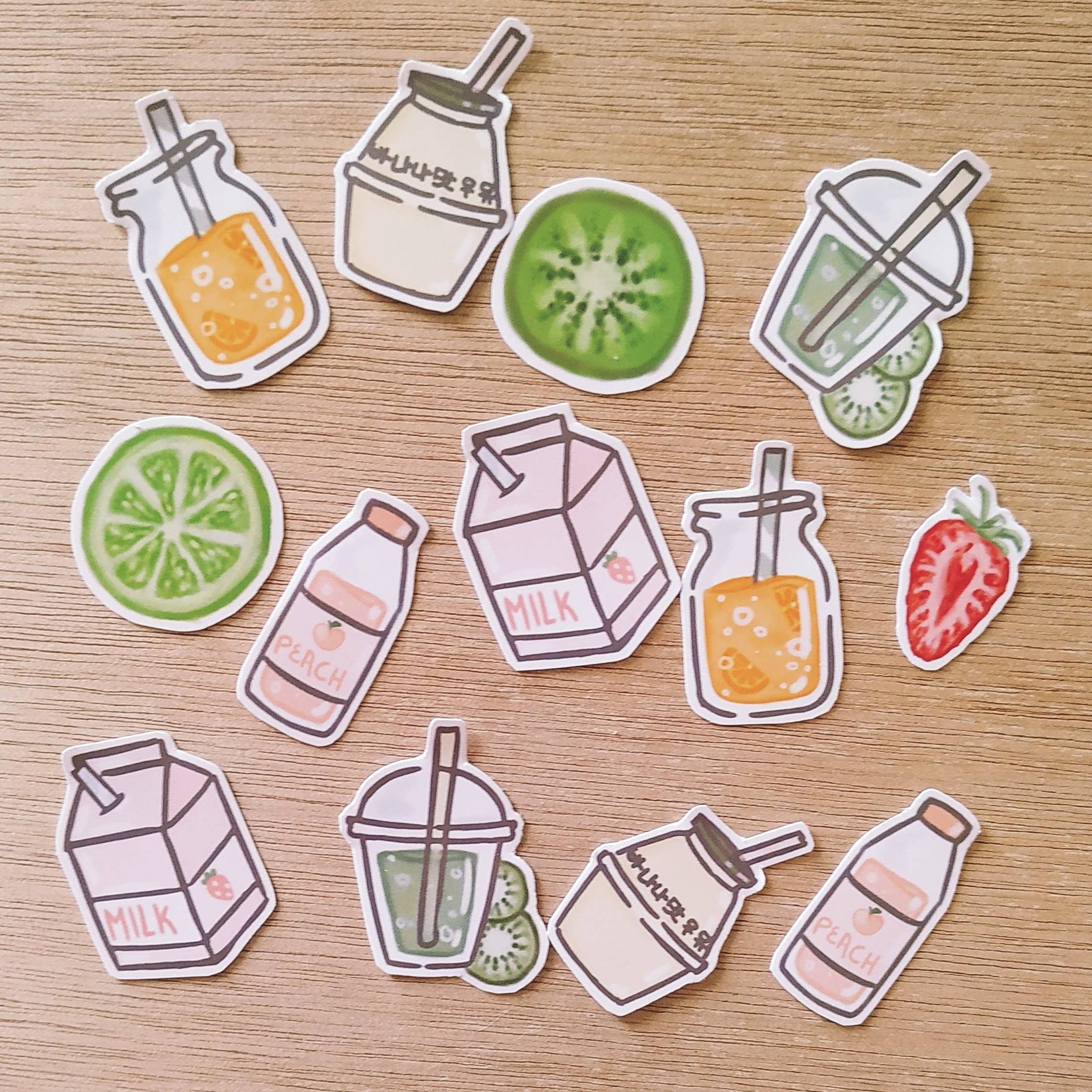 13 fruit juice stickers set stationery for journal Etsy