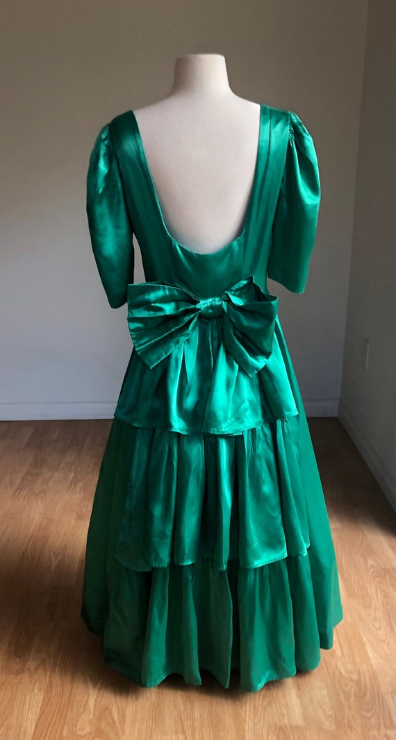 Vintage Handmade Bright Green Ballroom Dress - Ti… - image 4