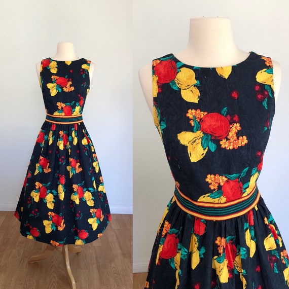 Vintage Style 60's/50's Dress - Lemon, Pear Fruit