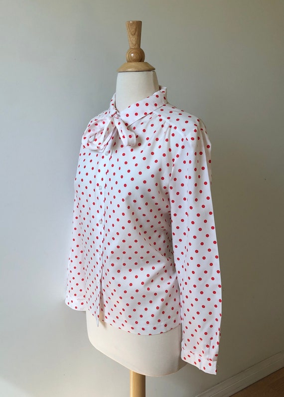 Vintage Secretary Blouse with Bowtie/Bow Collar -… - image 2