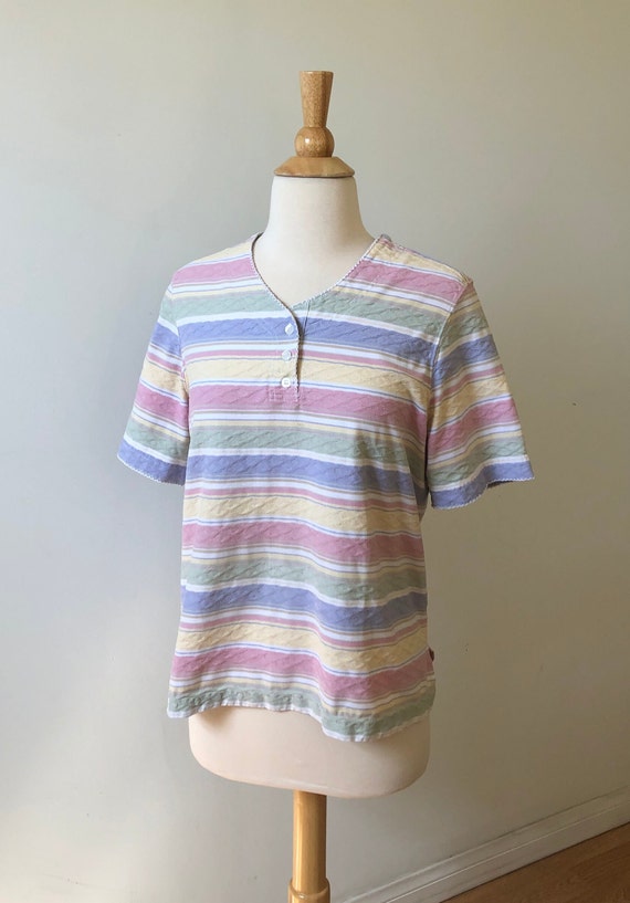 Vintage 1990's Candy Striped Pastel Multicolored … - image 2