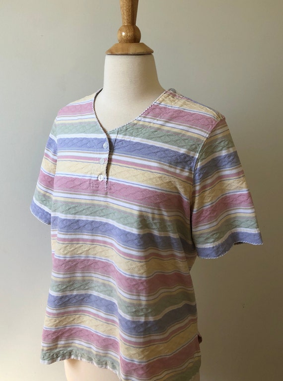 Vintage 1990's Candy Striped Pastel Multicolored … - image 3