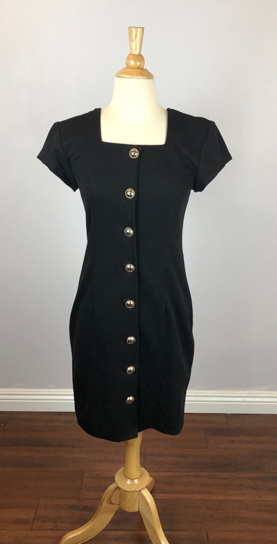 1980's Button-Up Little Black Dress - Vintage - S… - image 2