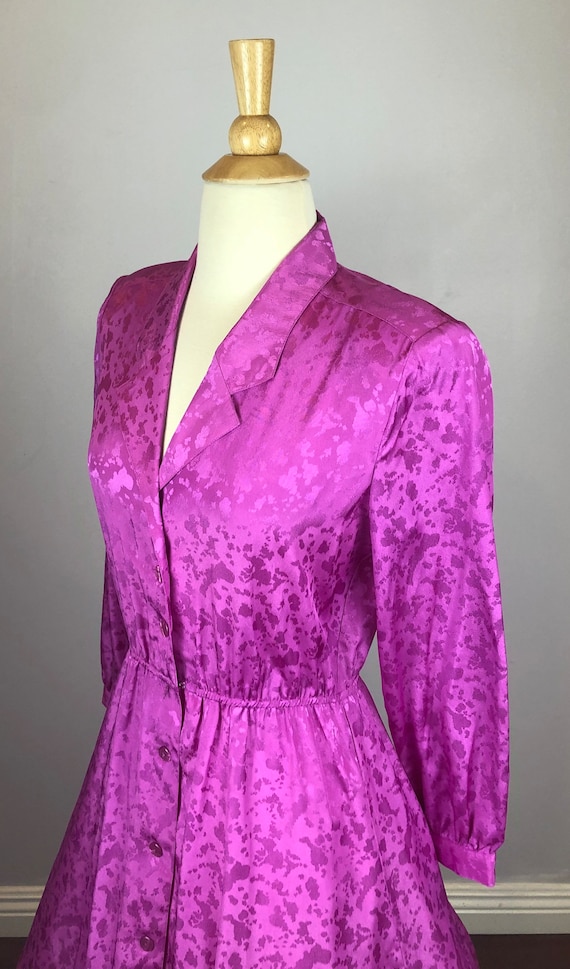 Hot Pink Day Dress 1980'sdoes1950's Vintage Ful… Gem