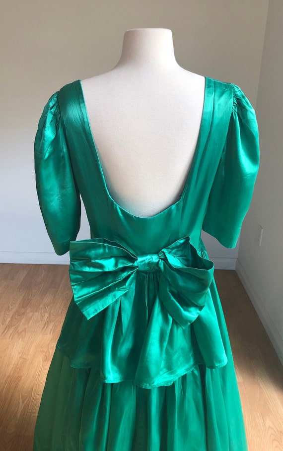 Vintage Handmade Bright Green Ballroom Dress - Ti… - image 6