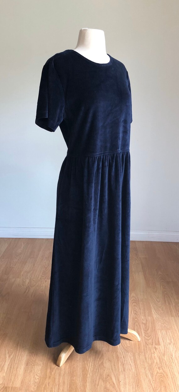 Vintage 1980's-1990's Velvet Maxi Dress - Dark Na… - image 3