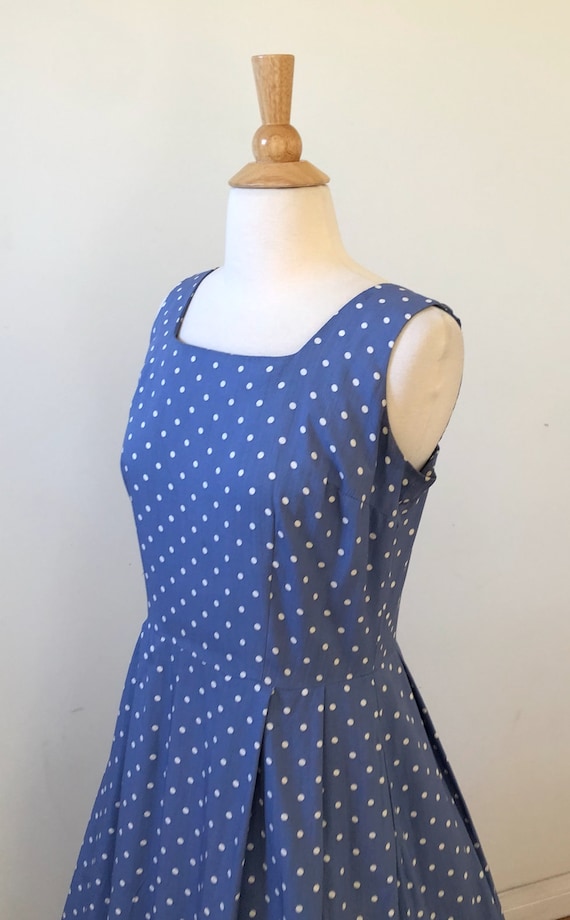 Vintage 1990's Polka Dot Maxi Dress - Light Blue/… - image 4