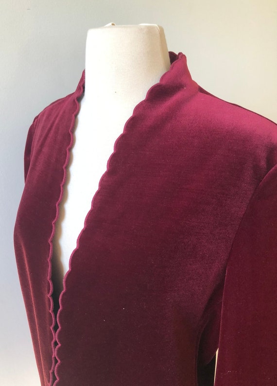 Vintage Scalloped Velvet Blazer Dress Jacket - Bu… - image 4