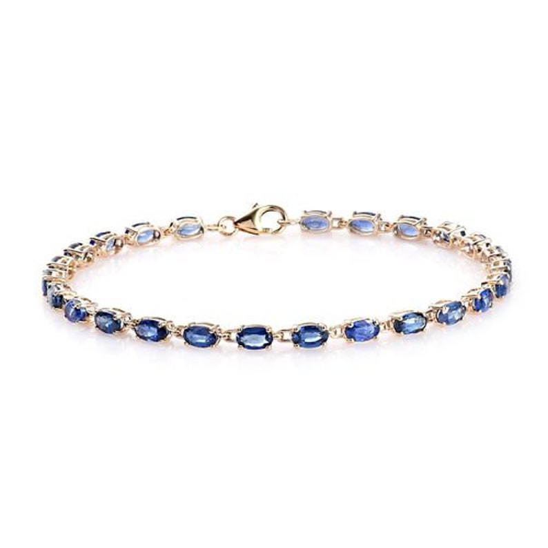 Silver Bracelet 925 Sterling Silver Blue Sapphire Bracelet,Charm Bracelet Gift For Her Blue Sapphire Bracelet For Women Anniversary Gift