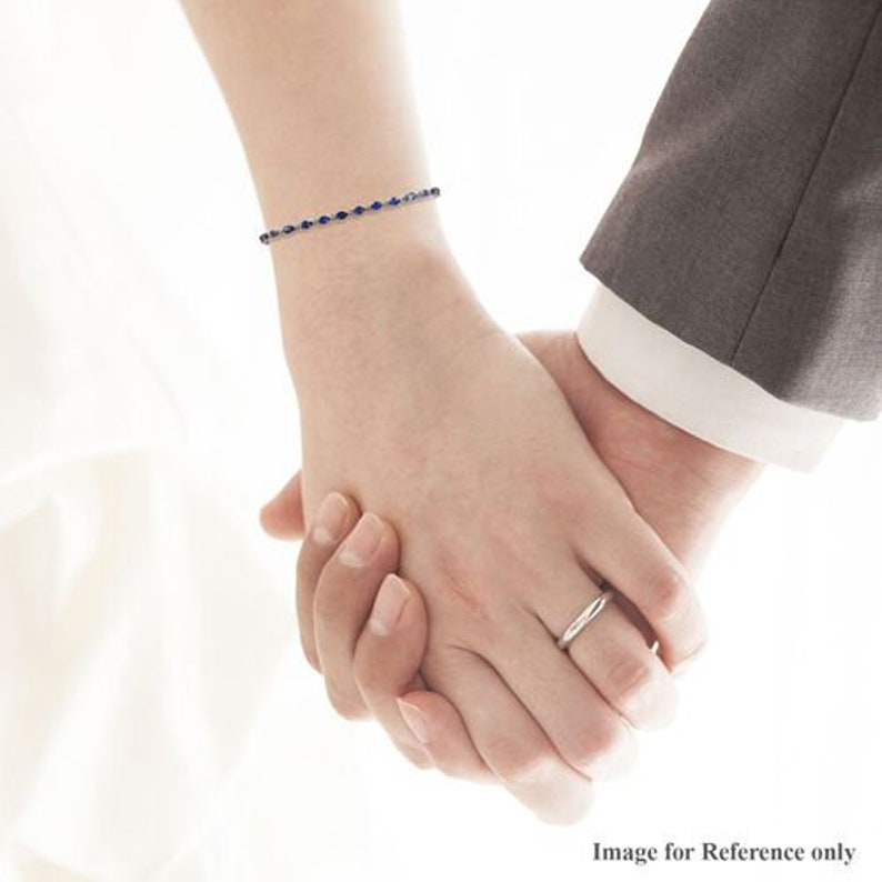 Silver Bracelet 925 Sterling Silver Blue Sapphire Bracelet,Charm Bracelet Gift For Her Blue Sapphire Bracelet For Women Anniversary Gift