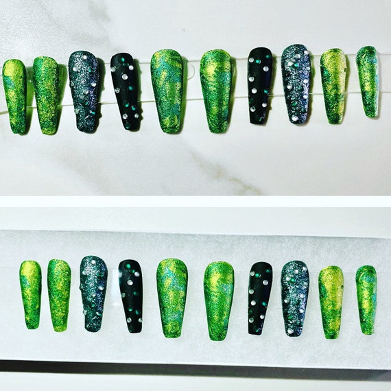 Slytherin Hogwarts House Themed Press-On Nails