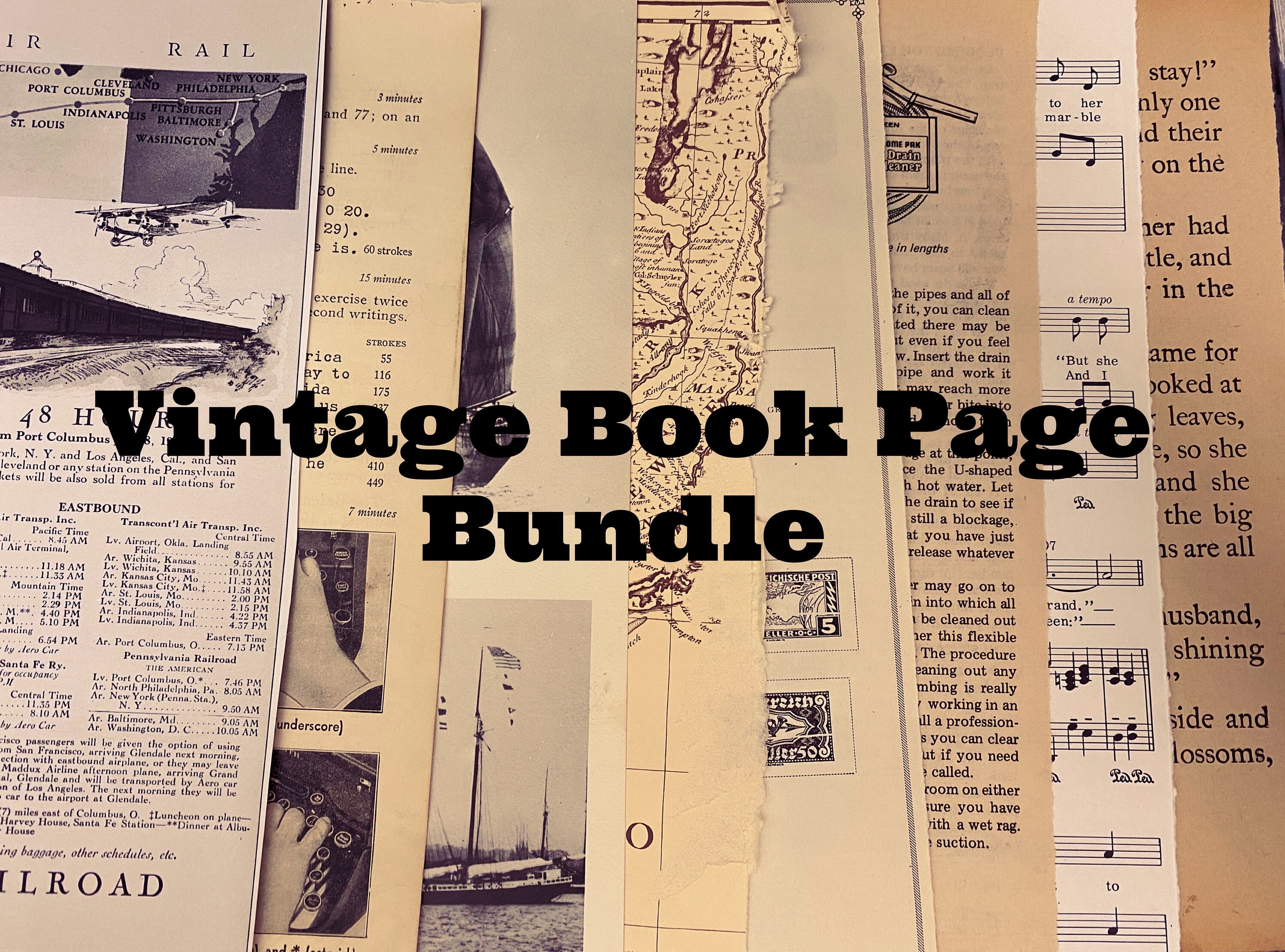 Vintage Book Page Paper Bundle 50 Pages - Etsy