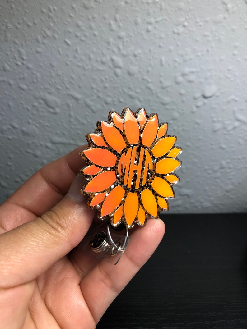 Download Custom Sunflower Badge reel Monogrammed | Etsy Custom Sunflower Badge reel Monogrammed | Etsy