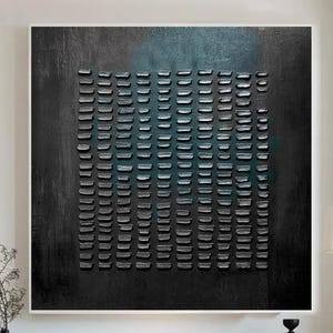 Abstrait original noir vert wabi-sabi 3D texturé peinture à l'huile sur toile art minimalisme neutre peinture à l'huile murale art plus grand 3d texturé