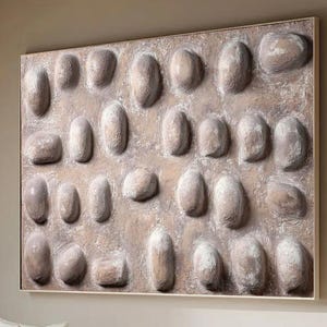 3D Stone Textured  Wall Art Abstract Brown Relief Sculpture Painting Minimalist Living Room Decor Handmade Modern Home Art Unique Canvas