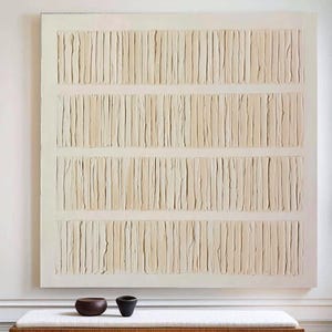 Original Beige 3d textured oil painting on canvas neutral beige art  oil painting for livongroom wabi-sabi wall art larger 3d textured art