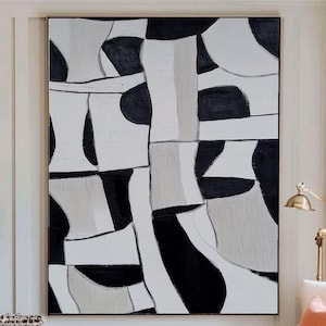 Art mural wabi sabi beige noir, peinture abstraite sur toile 3D, art mural texturé beige, art mural abstrait contemporain pour salon