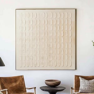 Art mural texturé 3D beige Peinture minimaliste beige Peinture sur plâtre neutre Art mural Wabi Sabi Peinture texturée beige Art minimaliste moderne