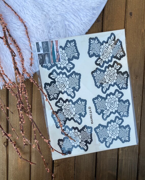 henna stencilsfloralstencils etsy