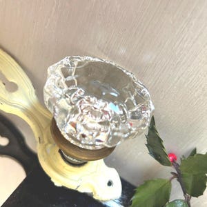 vintage art deco 1930s glass door knob set, antique salvaged metal door hardware,vintage deco door plate and knob,architectural salvage