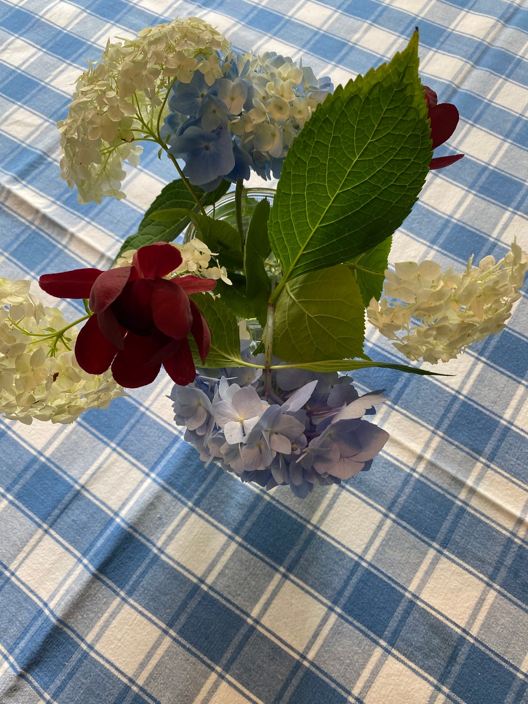 Vintage Blue and White Checkered Tablecloths Etsy