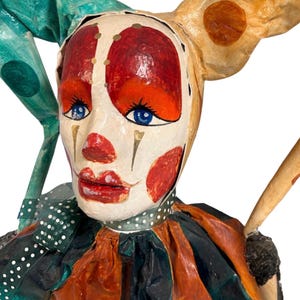 Vintage paper mache clown  Mardi Gras jester sculptor bust, vintage creepy clown jester bust, collector paper mache clown conversation piece