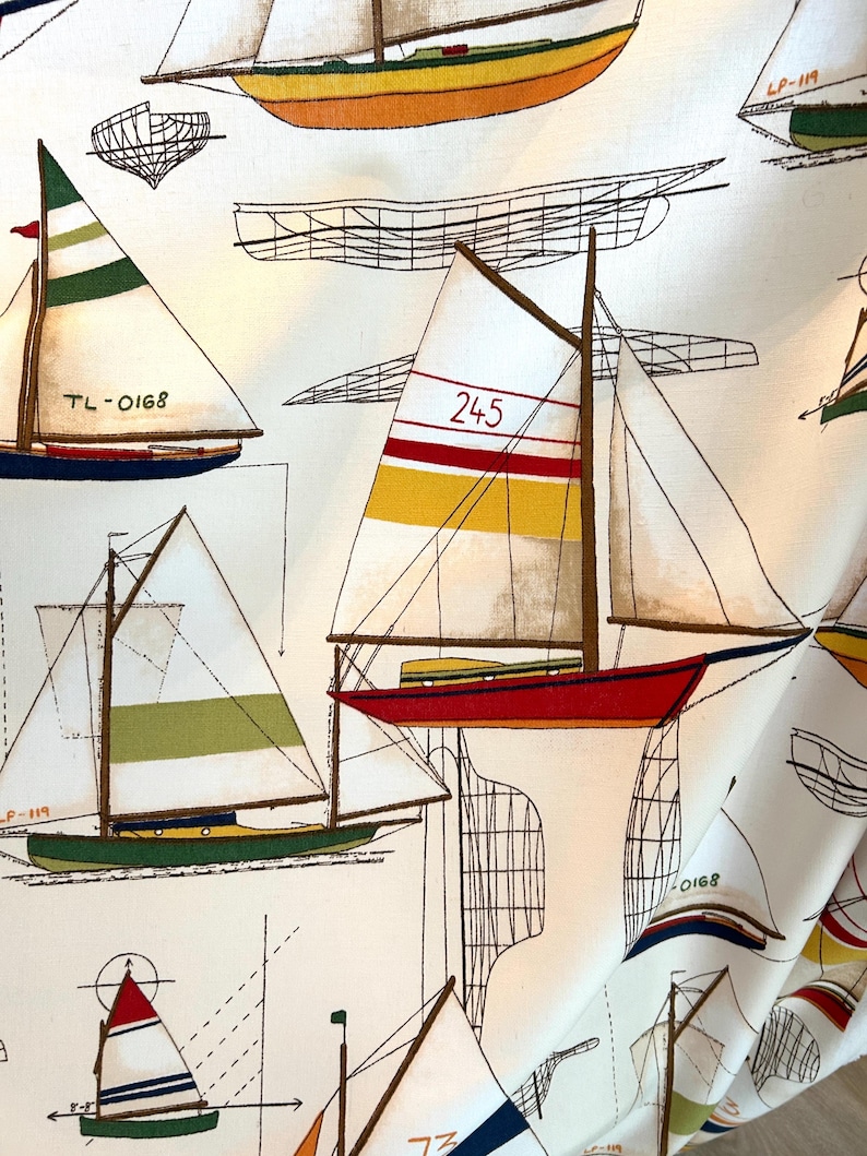 Nautical Pattern Textiles Vintage Nautical Fabric,yacht Fabric, Coastal Fabric,boat Lovers Fabric ...
