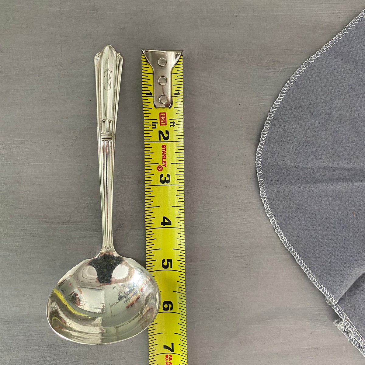 Antique Silver Monogram F Serving Spoon